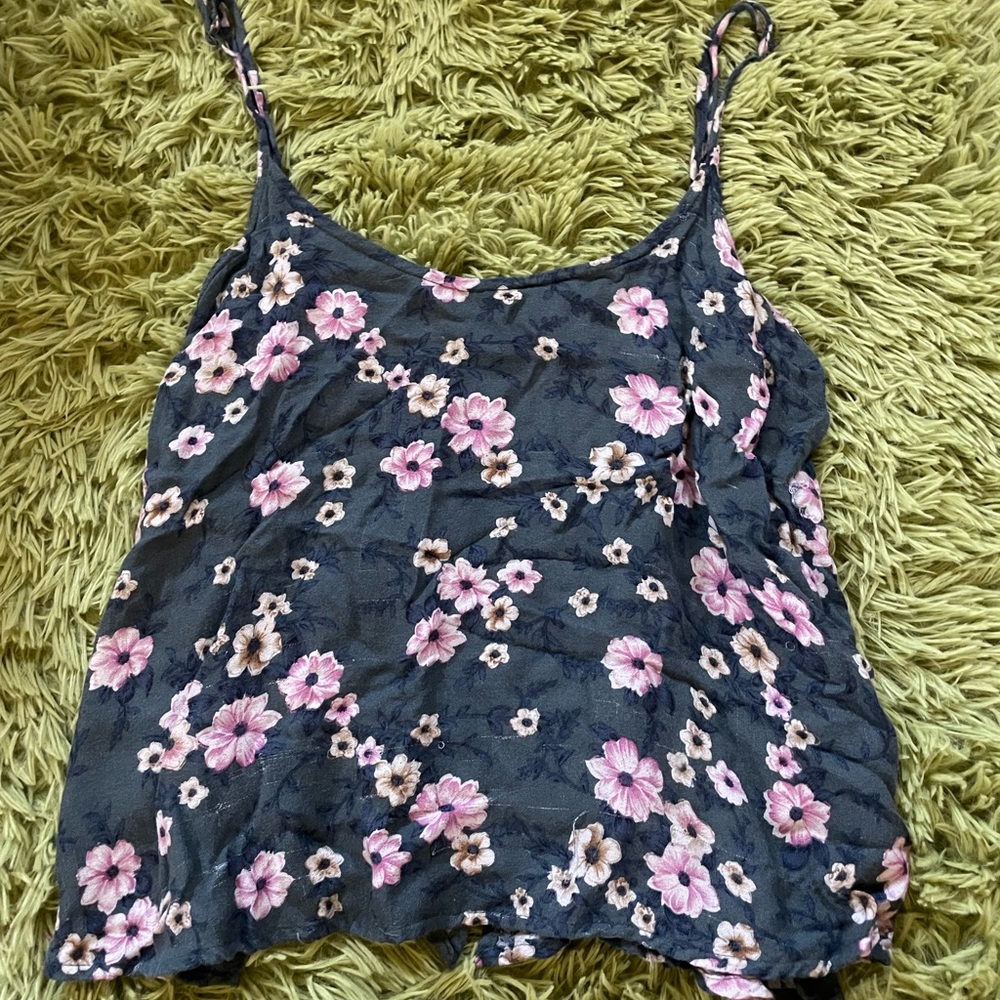 Dark Blue flowery open back tank from American Eagle size S
